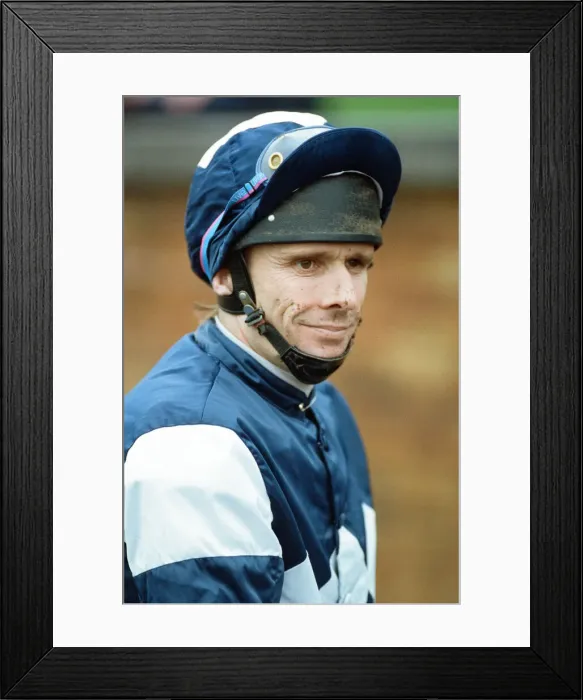 Framed Print : Jockey Peter Scudamore announces his retirement at Ascot. 7th April 1993 Framed Print : Jockey Peter Scudamore announces his retirement at Ascot. 7th April 1993