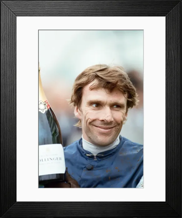 Framed Print : Jockey Peter Scudamore announces his retirement at Ascot. 7th April 1993 Framed Print : Jockey Peter Scudamore announces his retirement at Ascot. 7th April 1993