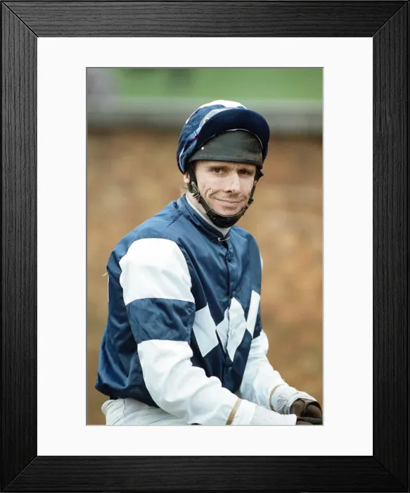 Framed Print : Jockey Peter Scudamore announces his retirement at Ascot. 7th April 1993 Framed Print : Jockey Peter Scudamore announces his retirement at Ascot. 7th April 1993