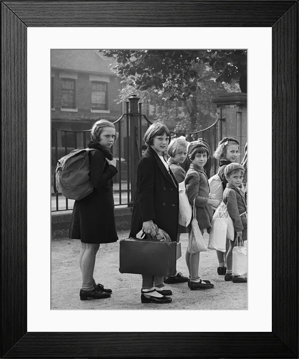 Framed Print : Children of St. Benedicts Road School, Small Heath during their evacuation rehearsal Framed Print : Children of St. Benedicts Road School, Small Heath during their evacuation rehearsal