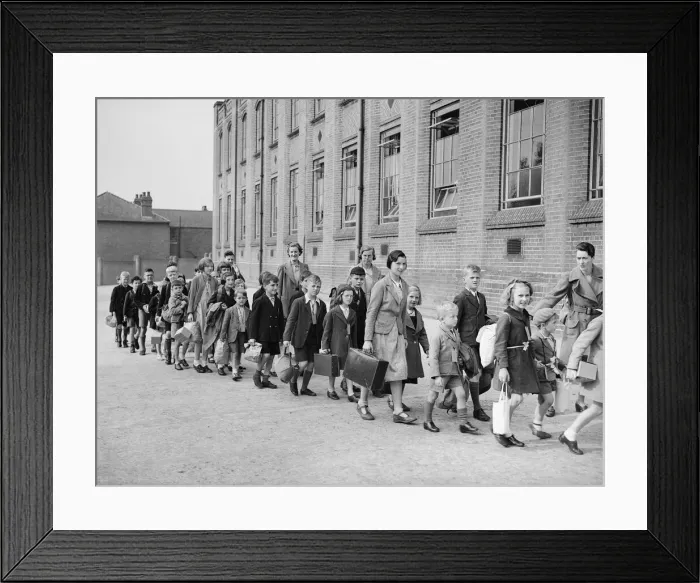 Framed Print : Children of St. Benedicts Road School, Small Heath during their evacuation rehearsal Framed Print : Children of St. Benedicts Road School, Small Heath during their evacuation rehearsal