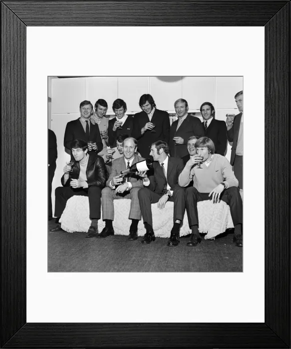 Framed Print : Bobby Charlton opens Tony Books fitted furniture business