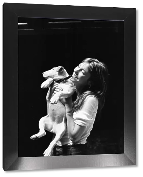 Jane Birkin with pet dog, pictured at home in Paris, France, Sunday 7th May 1972