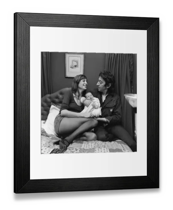 Framed Print : Jane Birkin, English actress with baby daughter Charlotte Lucy Gainsbourg