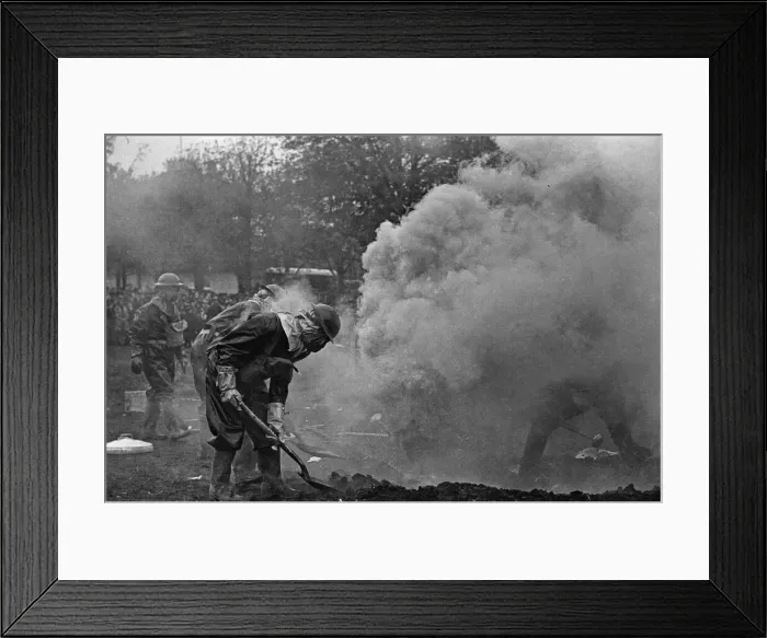 Framed Print : Members of the ARP demonstrate how to deal with a suspected gas attack during a series of Framed Print : Members of the ARP demonstrate how to deal with a suspected gas attack during a series of