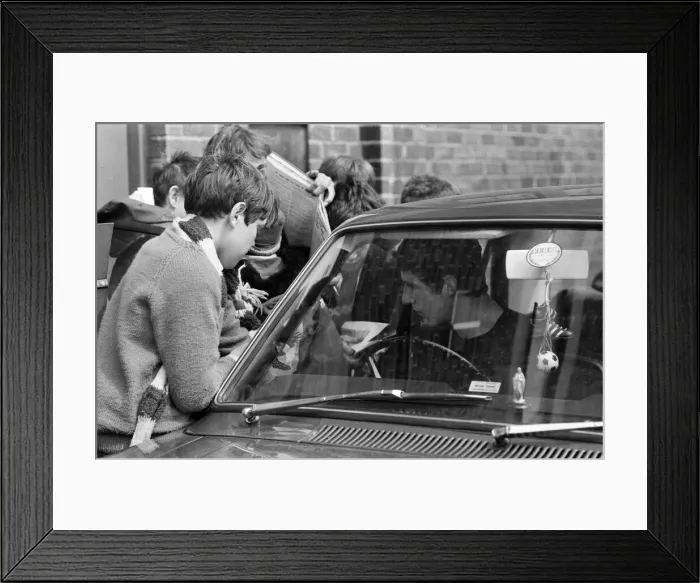 Framed Print : Manchester United training at Old Trafford. Brian Kidd and fans. 23rd April 1968 Framed Print : Manchester United training at Old Trafford. Brian Kidd and fans. 23rd April 1968