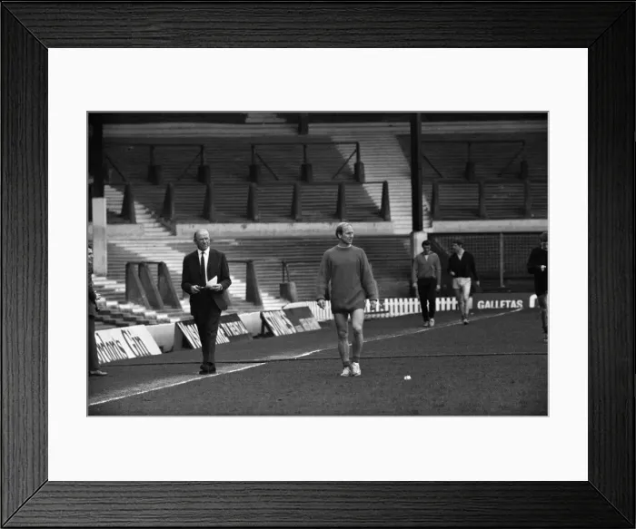 Framed Print : Manchester United training at Old Trafford. Matt Busby and Bobby Charlton Framed Print : Manchester United training at Old Trafford. Matt Busby and Bobby Charlton