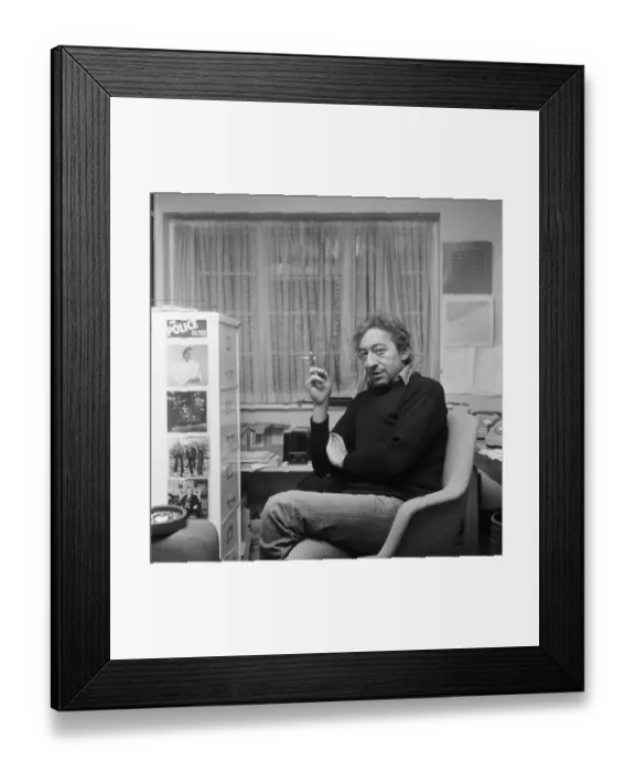 Framed Print : Serge Gainsbourg, in UK to launch the English version of his first novel