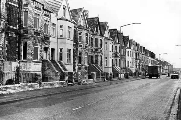 Housing in Ferry Road, Grangetown, Cardiff. January 1985
