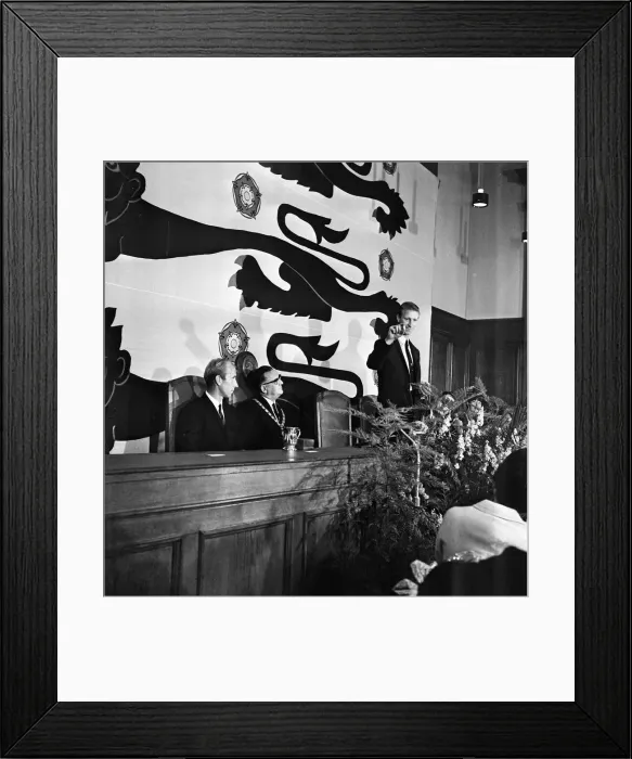 Framed Print : Bobby and Jack Charlton in Ashington, Northumberland, for a civic reception following Framed Print : Bobby and Jack Charlton in Ashington, Northumberland, for a civic reception following