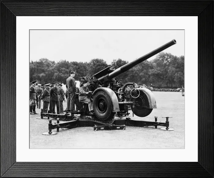 Framed Print : Inspection of 155th Butt of 52nd A. A Regiment R. A by General Viscount (stick under arm Framed Print : Inspection of 155th Butt of 52nd A. A Regiment R. A by General Viscount (stick under arm