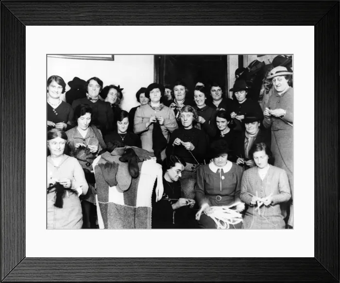 Framed Print : Women kitting comforts for the forces of the British Legion Framed Print : Women kitting comforts for the forces of the British Legion