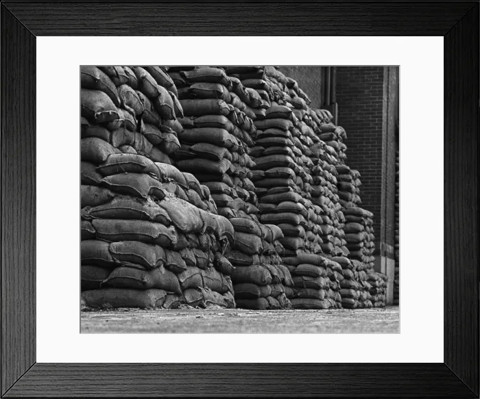 Framed Print : Sandbags to the left, sandbags to the right, and sandbags all around Framed Print : Sandbags to the left, sandbags to the right, and sandbags all around
