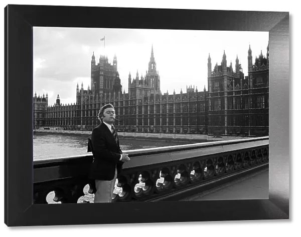 TV star Mike Yarwood outside the Houses of Parliament. 7th November 1975