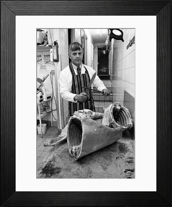 Framed Print : Master Butcher from Guisborough, Circa 1975 Framed Print : Master Butcher from Guisborough, Circa 1975