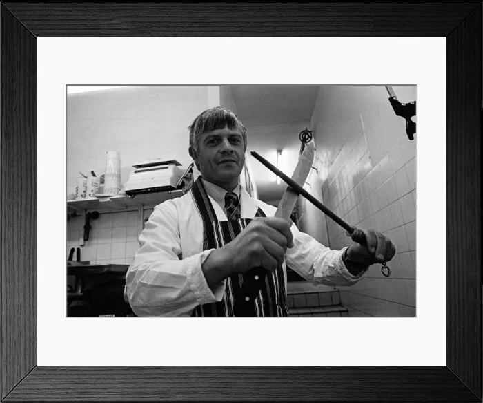Framed Print : Master Butcher from Guisborough, Circa 1975 Framed Print : Master Butcher from Guisborough, Circa 1975
