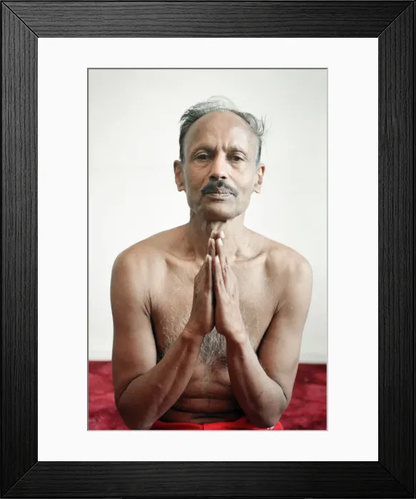 Framed Print : Yoga positions. Position is called Prayer Pose (Anjali Mudra