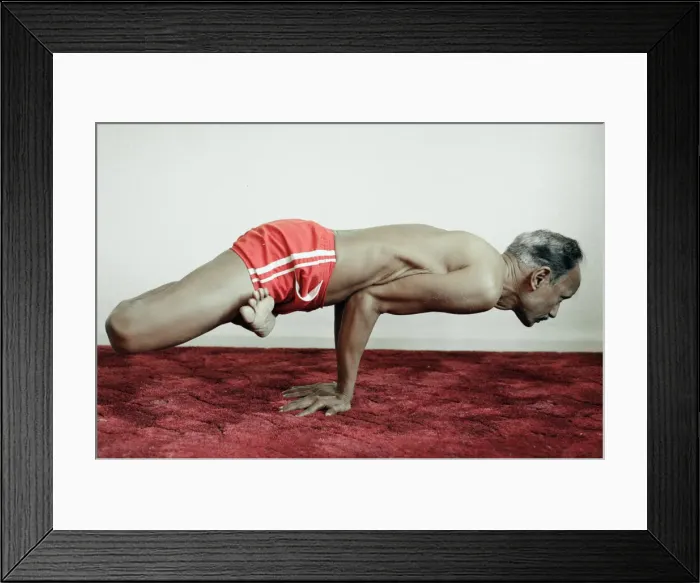 Framed Print : Yoga positions. Position is called Lotus in Peacock (Padma Mayurasana Framed Print : Yoga positions. Position is called Lotus in Peacock (Padma Mayurasana