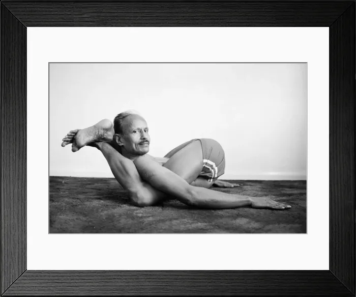 Framed Print : Yoga positions. Position is called Feet behind Neck (Dvi Pada Sirsasana
