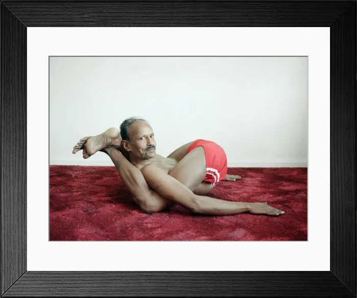 Framed Print : Yoga positions. Position is called Feet behind Neck (Dvi Pada Sirsasana