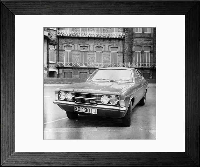 Framed Print : A car outside Redcar office, North Yorkshire. 1971 Framed Print : A car outside Redcar office, North Yorkshire. 1971