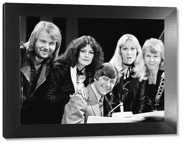 Mike Yarwood and ABBA on the set of The Mike Yarwood Christmas Show. 10th December 1978