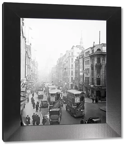 Fleet Street in London, looking West to East, towards Ludgate Circus and St Paul