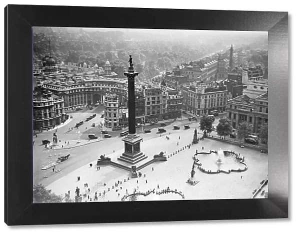 Aerial view of Trafalgar Square, London, taken from the St Martins in the Fields Church