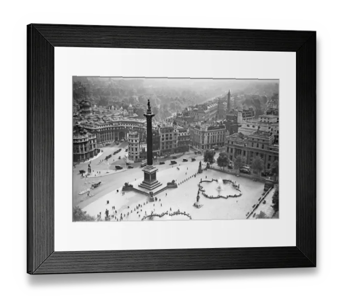 Framed Print : Aerial view of Trafalgar Square, London, taken from the St Martins in the Fields Church Framed Print : Aerial view of Trafalgar Square, London, taken from the St Martins in the Fields Church