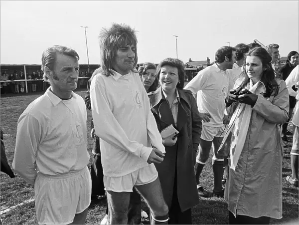 Rod Stewart 2nd from left (in white) playing football in his football team The Goal