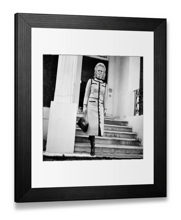 Framed Print : Lady Antonia Fraser wearing a tweed outfit outside her West London home