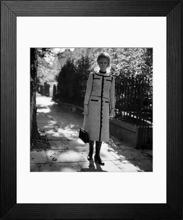 Framed Print : Lady Antonia Fraser wearing a tweed outfit outside her West London home