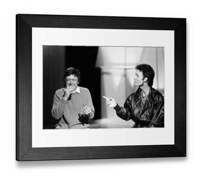 Framed Print : Mike Yarwood filming his Thames TV Christmas show with Cliff Richard. 11th December 1984 Framed Print : Mike Yarwood filming his Thames TV Christmas show with Cliff Richard. 11th December 1984