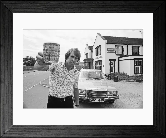 Framed Print : Geoff Hurst, Stoke City and ex-England footballer, pictured working in the pub that he Framed Print : Geoff Hurst, Stoke City and ex-England footballer, pictured working in the pub that he