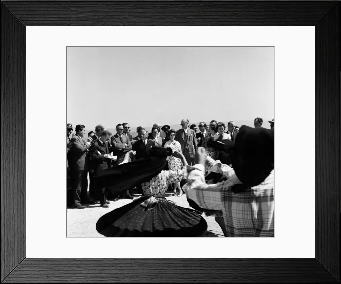 Framed Print : Princess Margaret watches traditional dancing during her visit to Nazare Portugal Framed Print : Princess Margaret watches traditional dancing during her visit to Nazare Portugal