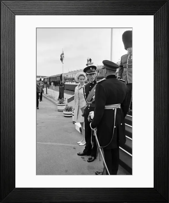 Framed Print : The Investiture of Prince Charles at Caernarfon Castle. Pictured arriving for Framed Print : The Investiture of Prince Charles at Caernarfon Castle. Pictured arriving for