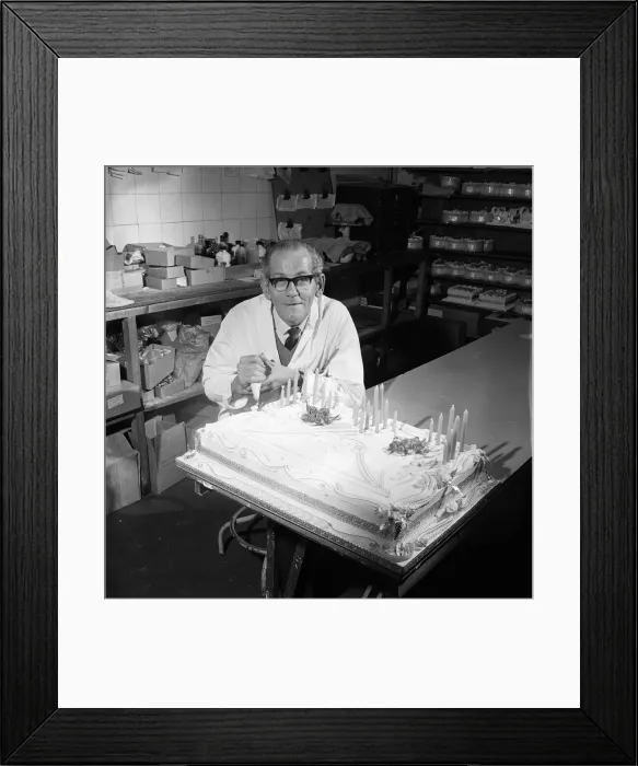 Framed Print : Silver wedding anniversary cake being made at Hills Bakery, Middlesbrough. 1972 Framed Print : Silver wedding anniversary cake being made at Hills Bakery, Middlesbrough. 1972