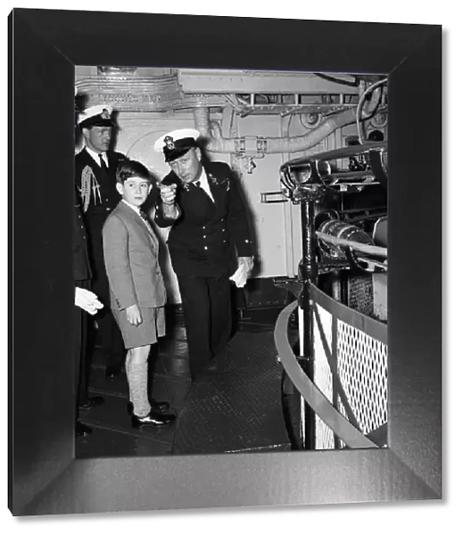 The Prince of Wales visits HMS Eagle at Weymouth. 29th April 1959