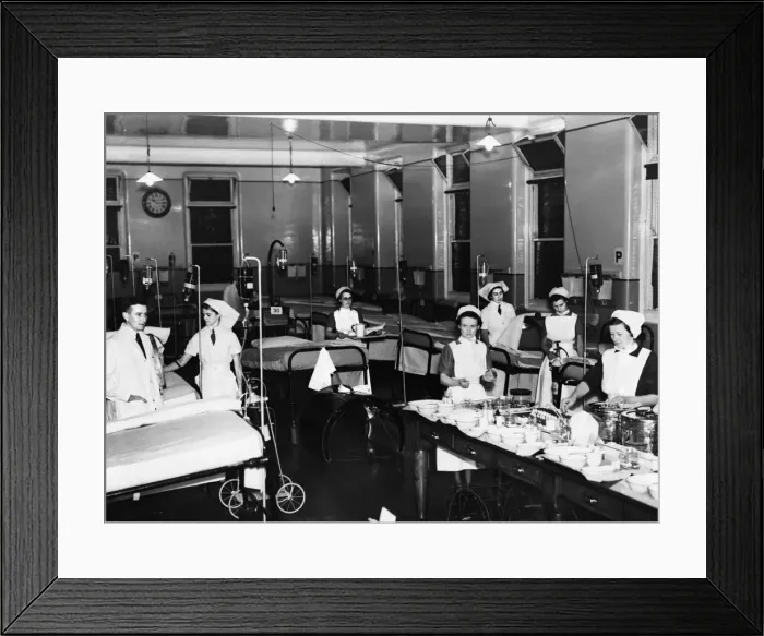 Framed Print : An emergency ward at the Queens Hotel in Birmingham, ready for patients who can be Framed Print : An emergency ward at the Queens Hotel in Birmingham, ready for patients who can be