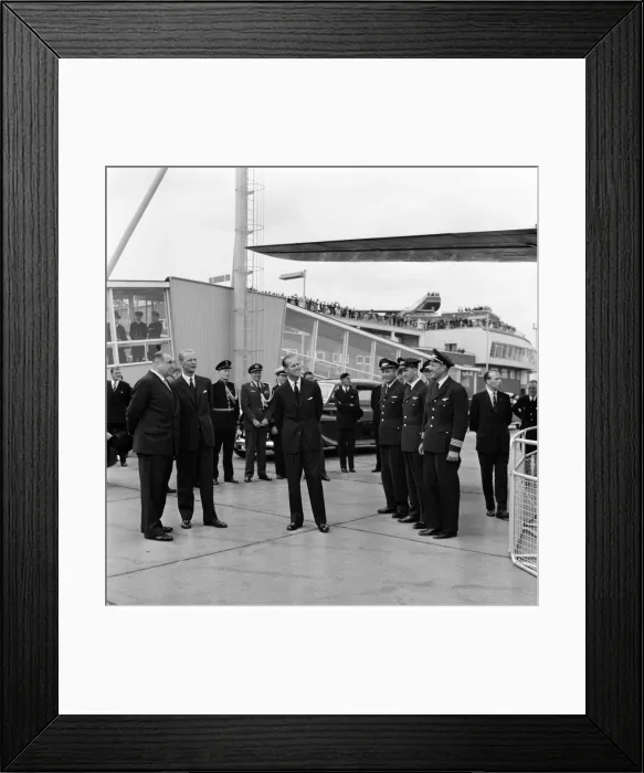 Framed Print : King Olav V of Norway arrived on SAS aircraft at London Airport on a private visit