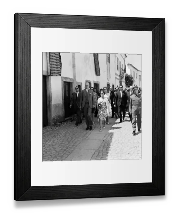Framed Print : Princess Margaret visits the walled town of Obidos, Portugal