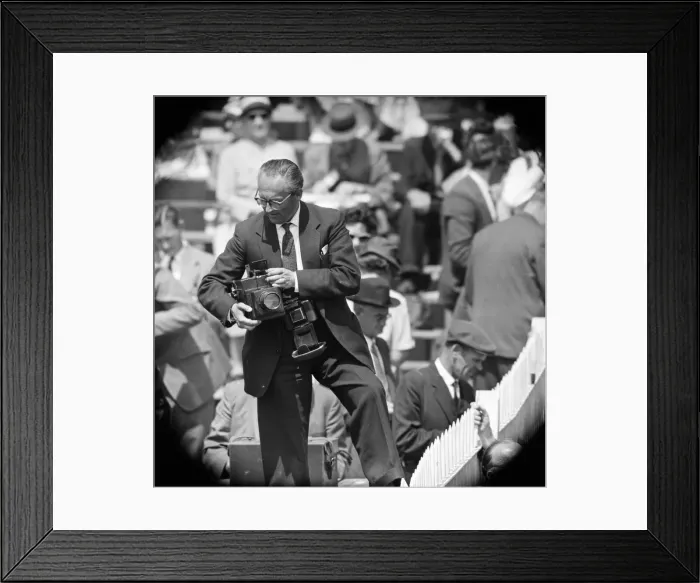 Framed Print : A photographer at Derby Day at Epsom. 3rd June 1959 Framed Print : A photographer at Derby Day at Epsom. 3rd June 1959