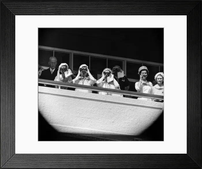 Framed Print : Derby Day at Epsom. Pictured, Princess Margaret, Queen Elizabeth II Framed Print : Derby Day at Epsom. Pictured, Princess Margaret, Queen Elizabeth II