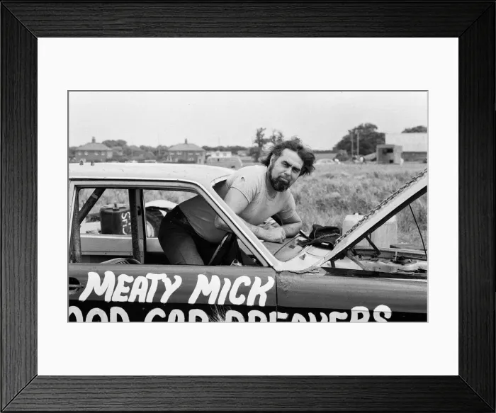 Framed Print : Stunt driver Mick Stirrups comes down to earth with a crash after tying to leap over Framed Print : Stunt driver Mick Stirrups comes down to earth with a crash after tying to leap over