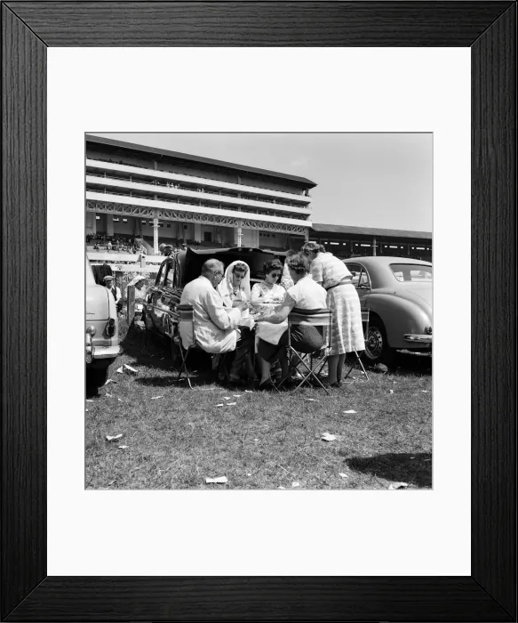 Framed Print : Derby Day at Epsom. Pictured, a family enjoy lunch. 3rd June 1959 Framed Print : Derby Day at Epsom. Pictured, a family enjoy lunch. 3rd June 1959