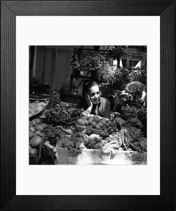 Framed Print : A local market trader awaiting Princess Margarets arrival during her Portugal Framed Print : A local market trader awaiting Princess Margarets arrival during her Portugal