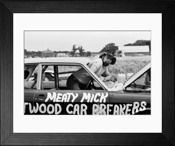 Framed Print : Stunt driver Mick Stirrups comes down to earth with a crash after tying to leap over Framed Print : Stunt driver Mick Stirrups comes down to earth with a crash after tying to leap over