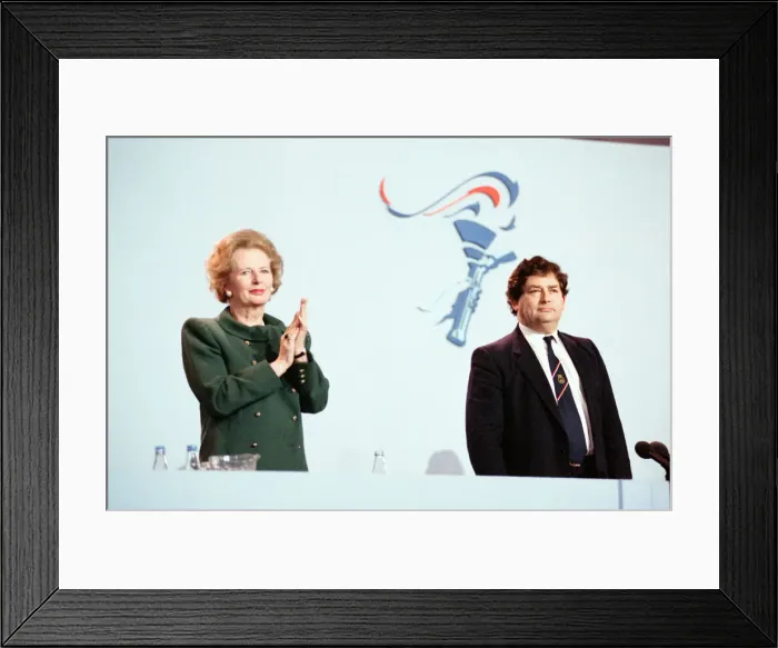 Framed Print : Chancellor of the Exchequer Nigel Lawson with Prime Minister Margaret Thatcher