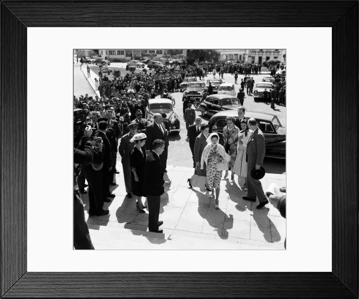 Framed Print : Princess Margaret visits Portugal. Scenes outside Alcobaca Monastery. 9th June 1959 Framed Print : Princess Margaret visits Portugal. Scenes outside Alcobaca Monastery. 9th June 1959