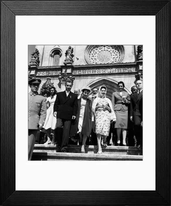 Framed Print : Princess Margaret visits Portugal. Scenes outside Alcobaca Monastery. 9th June 1959 Framed Print : Princess Margaret visits Portugal. Scenes outside Alcobaca Monastery. 9th June 1959